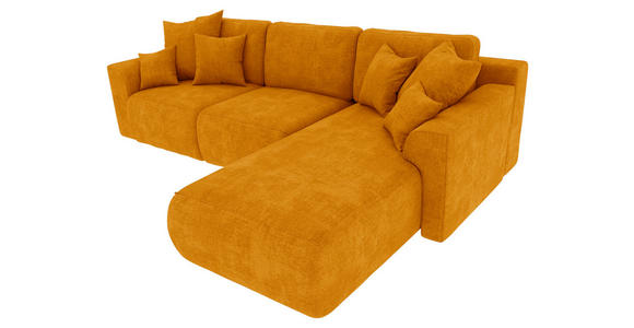 ECKSOFA in Samt Gelb  - Chromfarben/Gelb, KONVENTIONELL, Kunststoff/Textil (293/195cm) - Carryhome