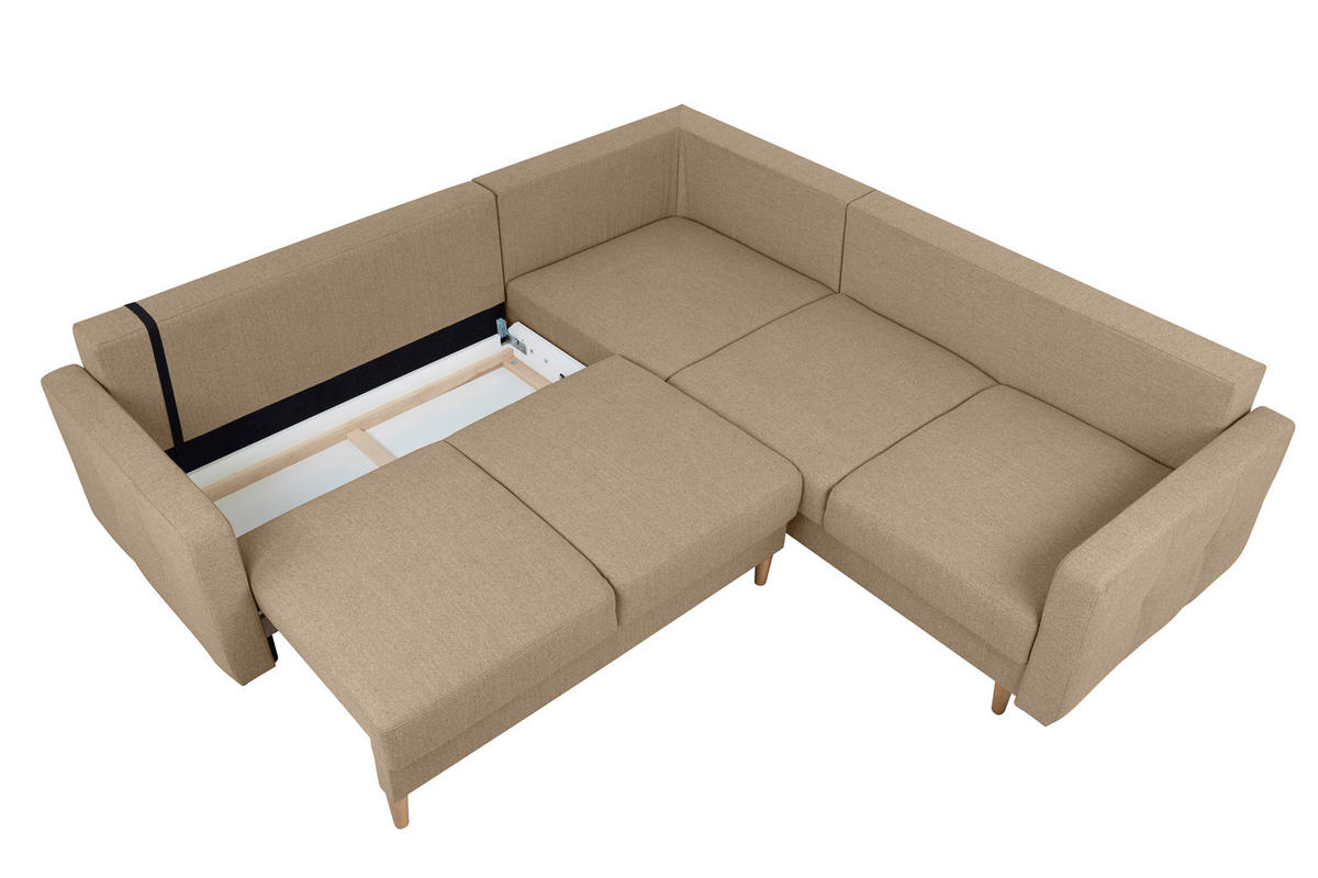 ECKSOFA in Hellbraun  - Hellbraun/Buchefarben, Design, Holz/Textil (242/242cm) - MID.YOU