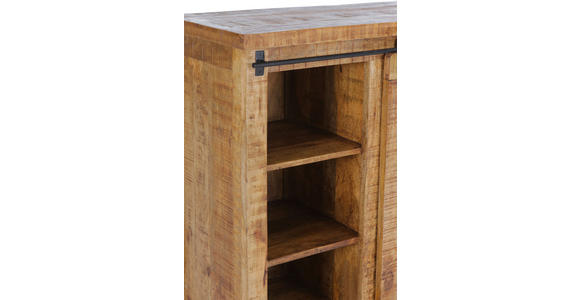 WEINSCHRANK Mangoholz massiv Naturfarben, Schwarz  - Schwarz/Naturfarben, KONVENTIONELL, Holz/Holzwerkstoff (90/100/45cm) - Landscape