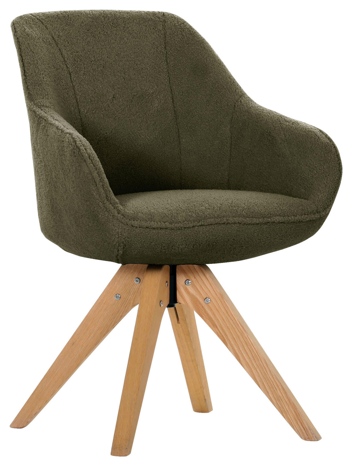 ARMLEHNSTUHL drehbar  Stoffauswahl, Typenauswahl, Sitzfläche 360° drehbar Teddystoff, Bouclé  - Dunkelgrün/Eichefarben, Design, Holz/Textil (60/83/65cm) - Landscape