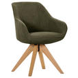 ARMLEHNSTUHL drehbar  Stoffauswahl, Typenauswahl, Sitzfläche 360° drehbar Teddystoff, Bouclé  - Dunkelgrün/Eichefarben, Design, Holz/Textil (60/83/65cm) - Landscape