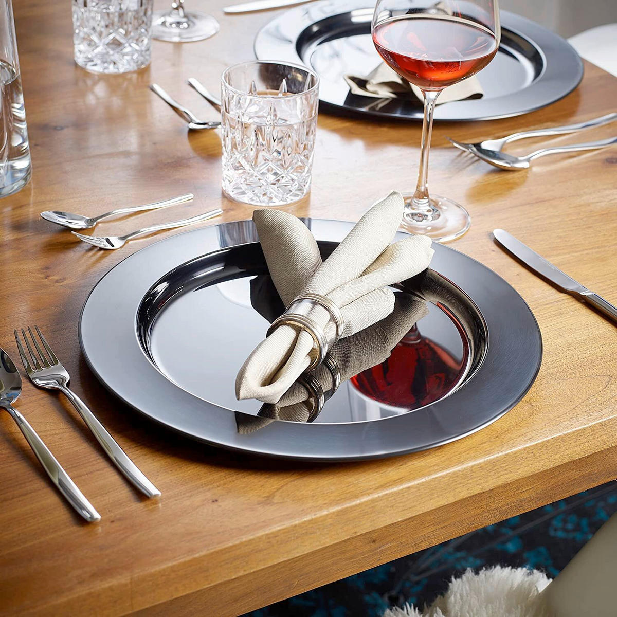 PLATZTELLER Metall 2-teilig  - Schwarz, Basics, Metall (33cm) - Echtwerk