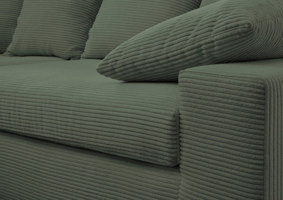 ECKSOFA in Cord Grün  - Schwarz/Grün, Modern, Kunststoff/Textil (278/200cm) - Livetastic