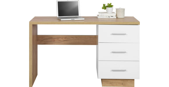 SCHREIBTISCH - Eichefarben/Alufarben, Basics, Holzwerkstoff/Kunststoff (120/75/50cm) - Hom`in