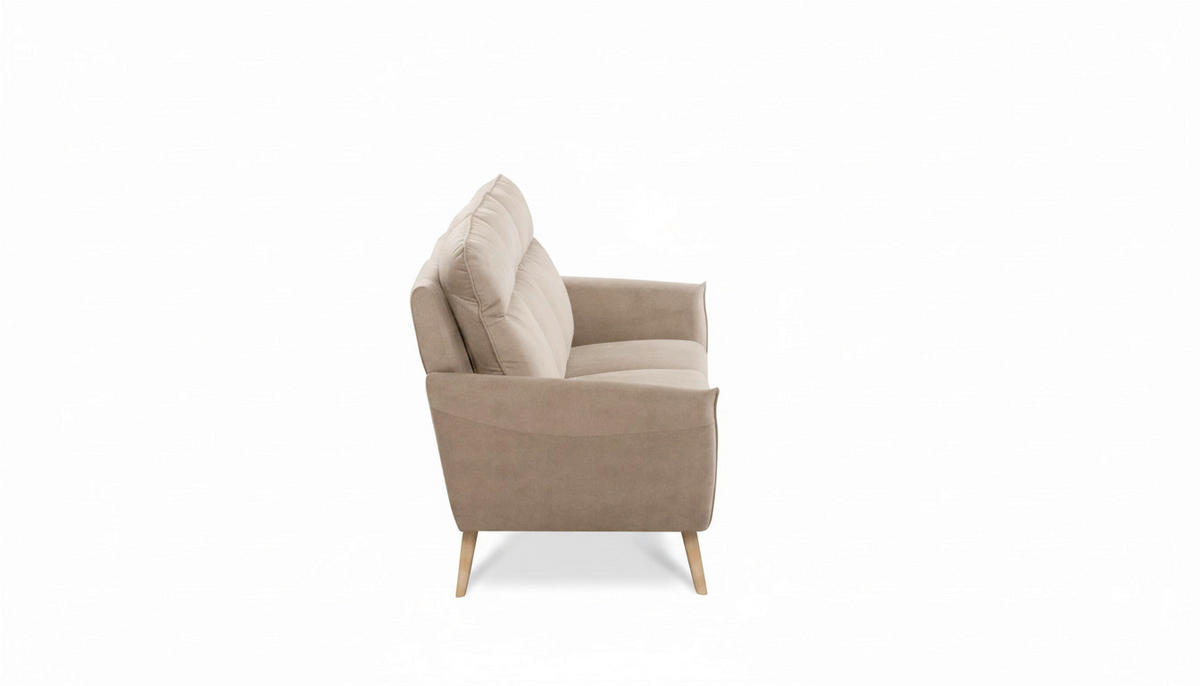 3-SITZER-SOFA  in Mikrofaser Beige Skandinavisch, Modern  - Beige/Buchefarben, Design, Holz/Textil (202/110/92cm) - Livetastic