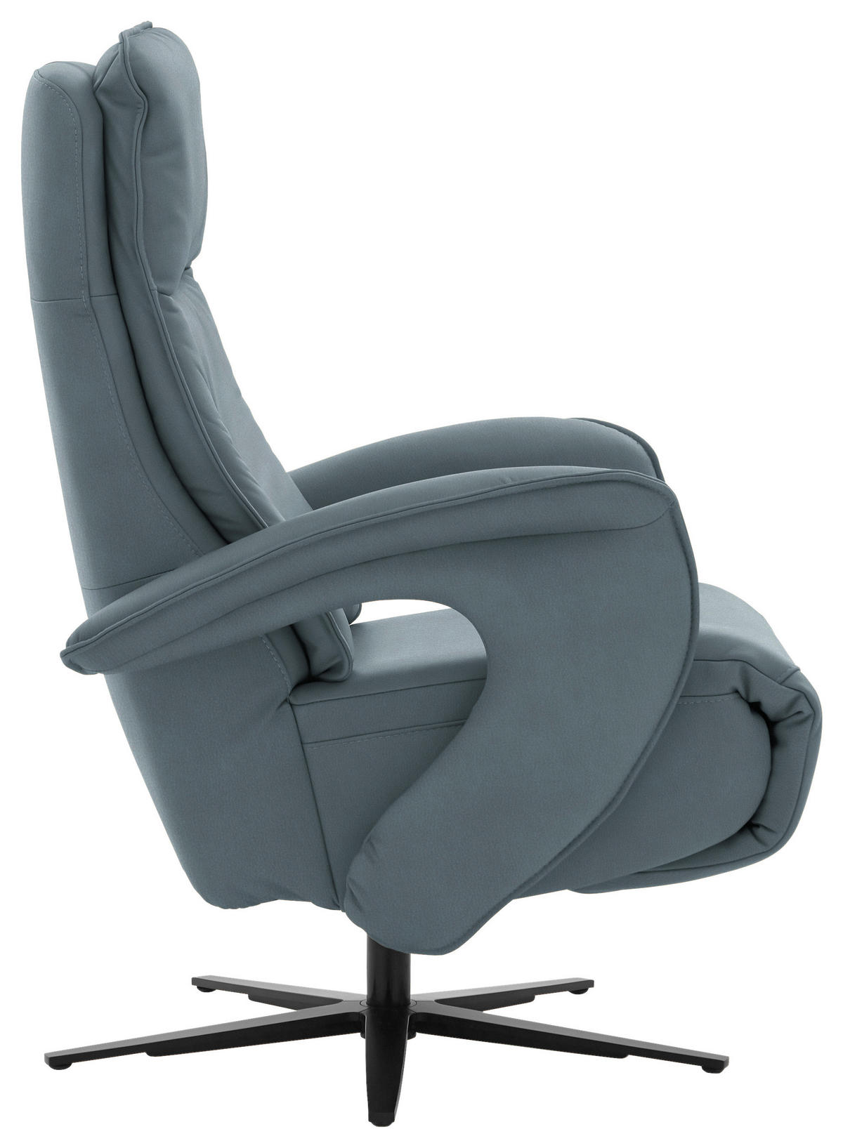 RELAXSESSEL in Leder Blaugrau  - Blaugrau/Schwarz, Design, Leder/Metall (77/110/87cm) - Valdera