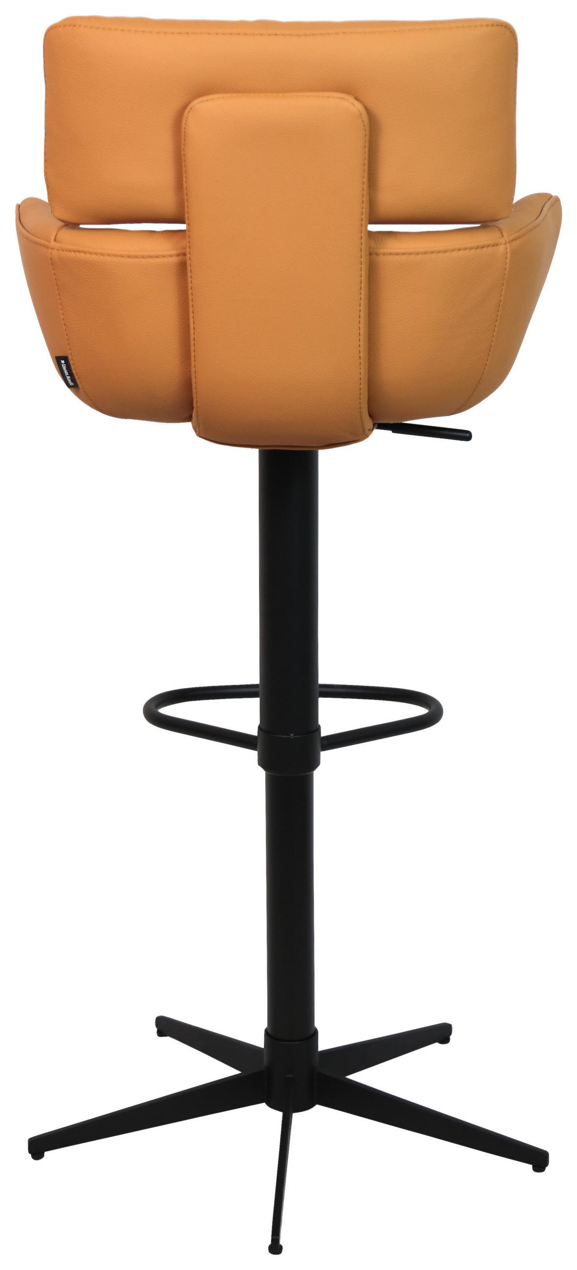 BARHOCKER Echtleder Schwarz, Cognac Eisen Lederauswahl, Sitzfläche 360° drehbar  - Cognac/Schwarz, Design, Leder/Metall (54/99-116.5/52cm) - Dieter Knoll