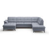 WOHNLANDSCHAFT in Vliesstoff Kombination Echtleder/Stoff Graublau  - Graublau/Schwarz, MODERN, Leder/Textil (164/319/212cm) - Sit & More