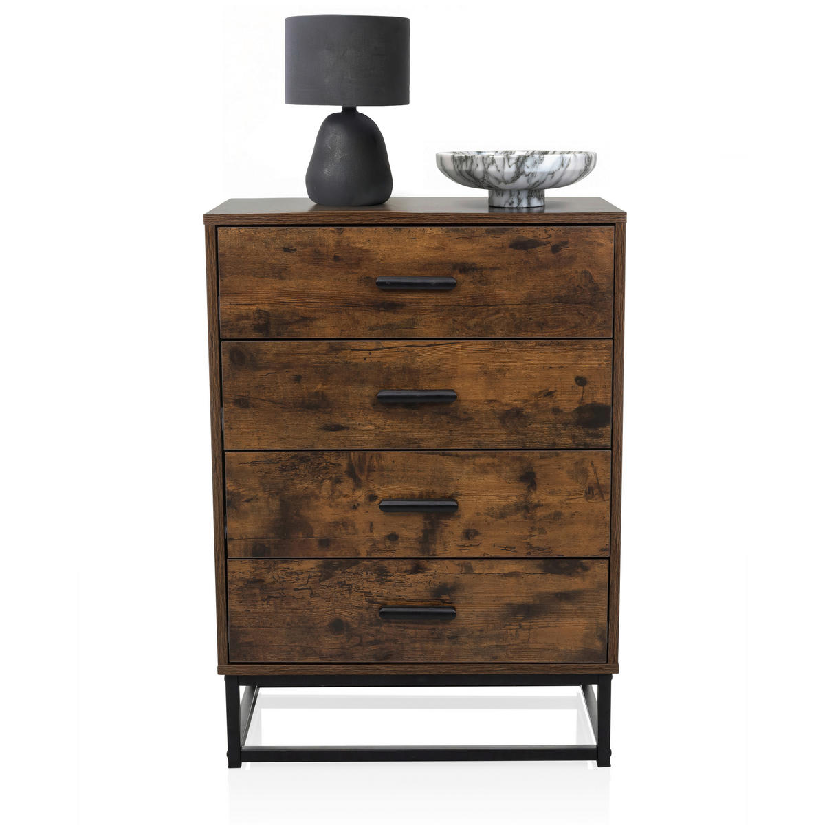 KOMMODE  in 60/83,5/38,5 cm  - Schwarz/Braun, MODERN, Holzwerkstoff/Metall (60/83,5/38,5cm) - MID.YOU