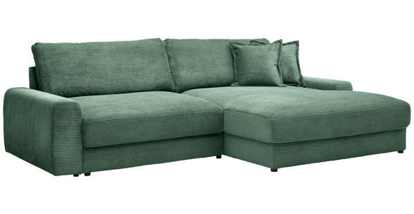 ECKSOFA Dunkelgrün Cord - Dunkelgrün/Schwarz, MODERN, Kunststoff/Textil (300/180cm) - Carryhome