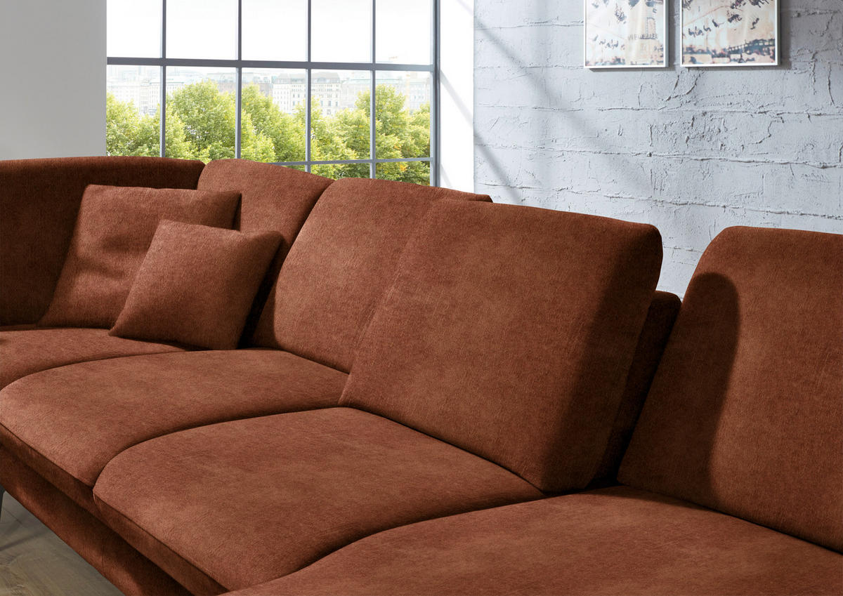 WOHNLANDSCHAFT in Velours Kupferfarben  - Schwarz/Kupferfarben, Design, Textil/Metall (208/344/180cm) - Dieter Knoll