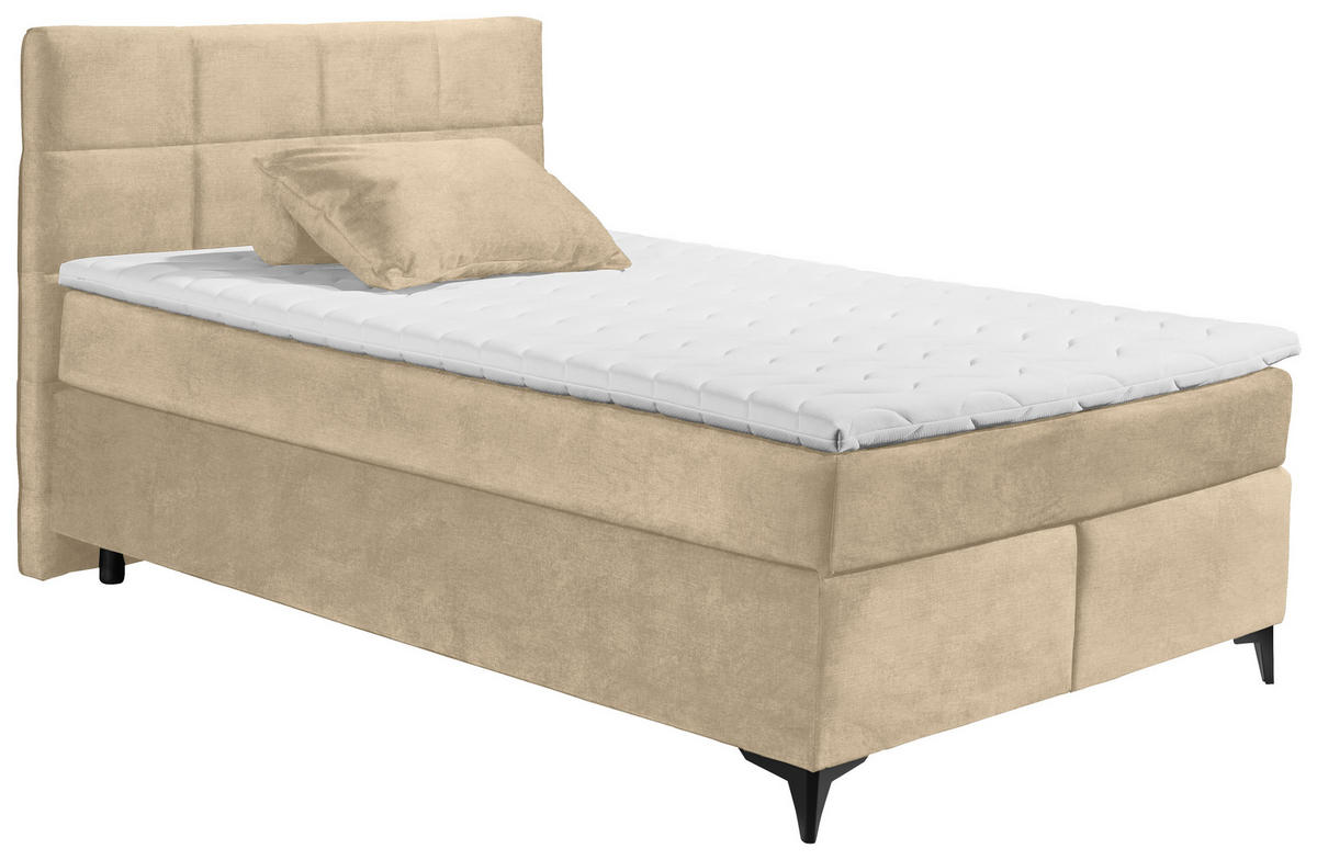 BOXSPRINGBETT 140/200 cm  in Creme  - Creme/Schwarz, Design, Holzwerkstoff/Kunststoff (140/200cm) - Xora