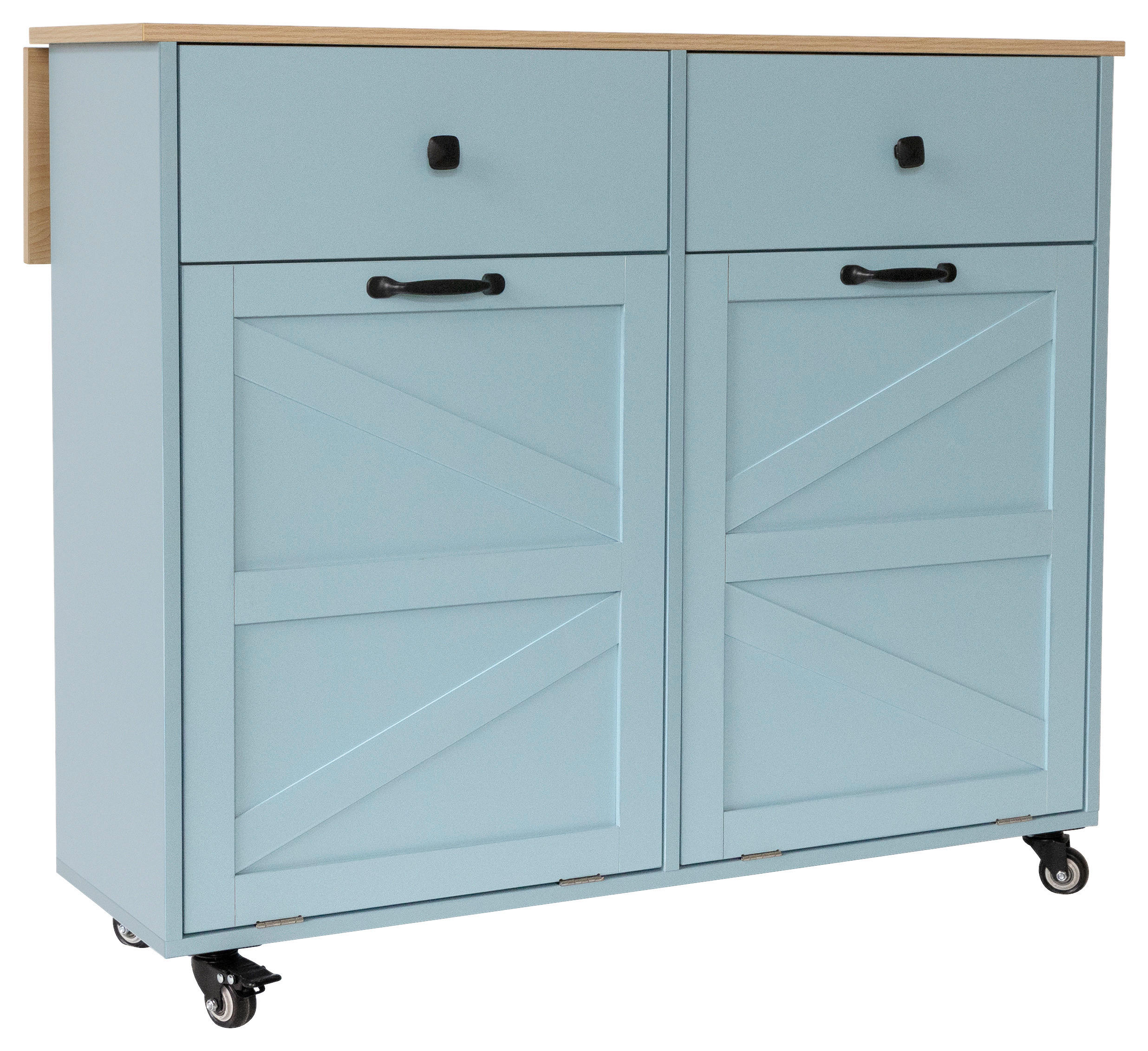 SERVIERWAGEN in Blau  - Blau/Schwarz, Basics, Holzwerkstoff/Kunststoff (100/85/50cm) - MID.YOU