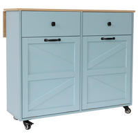 SERVIERWAGEN in Blau  - Blau/Schwarz, Basics, Holzwerkstoff/Kunststoff (100/85/50cm) - MID.YOU