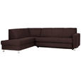 ECKSOFA  in Flachgewebe Braun  198/256 cm  - Chromfarben/Braun, Design, Textil/Metall (198/256cm) - Xora