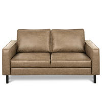 2-SITZER-SOFA Graubraun Echtleder Lederlook  - Graubraun, Design, Leder/Textil (148/85/92cm) - Livetastic