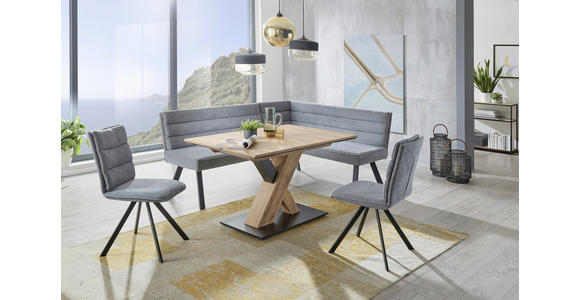 ECKBANK 155/195 cm in Blau, Grau, Schwarz - Blau/Schwarz, Design, Textil/Metall (155/195cm) - Cantus