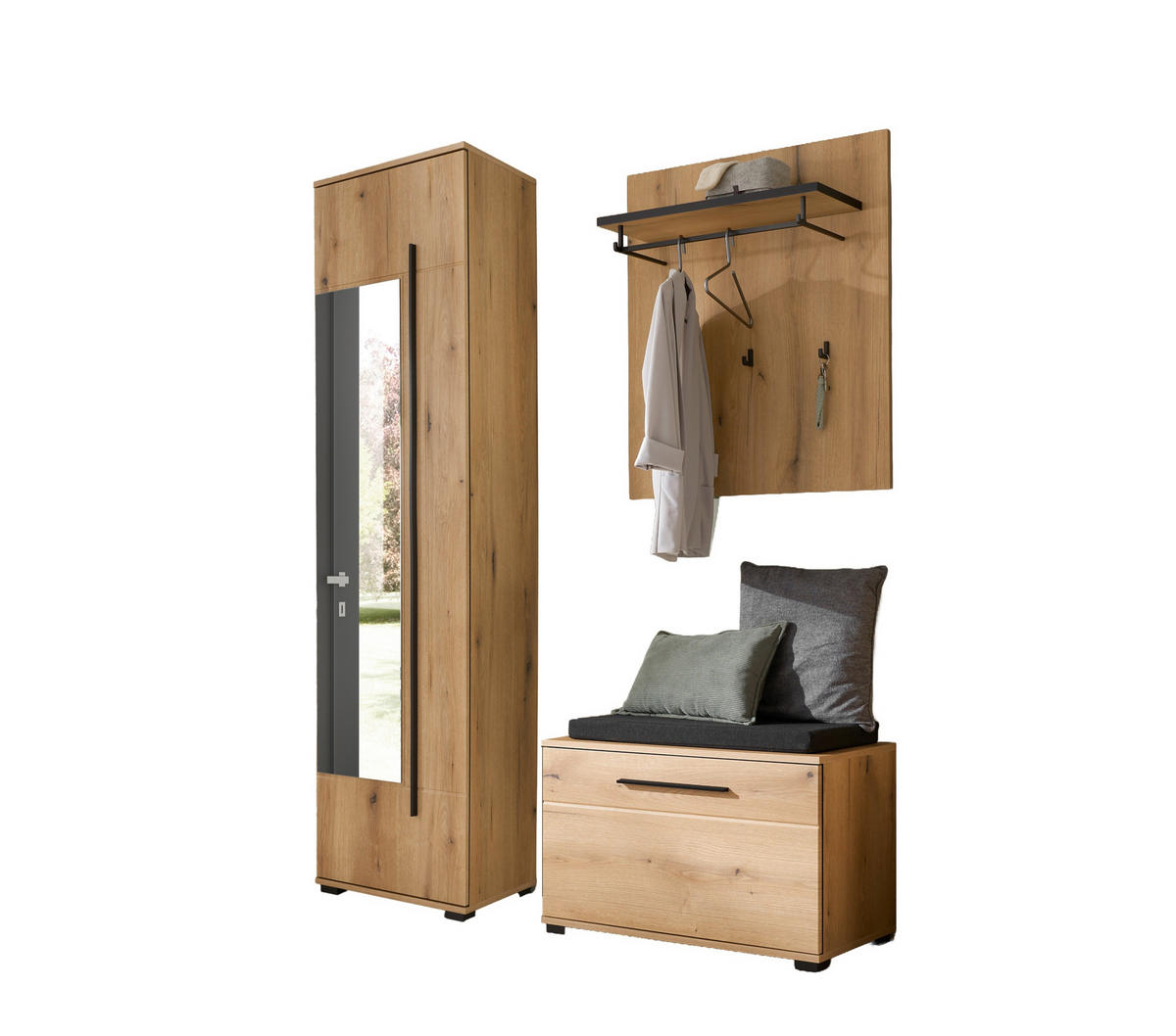 GARDEROBE 4-teilig  in 140/201/39 cm  - Eichefarben, MODERN, Holzwerkstoff (140/201/39cm) - MID.YOU