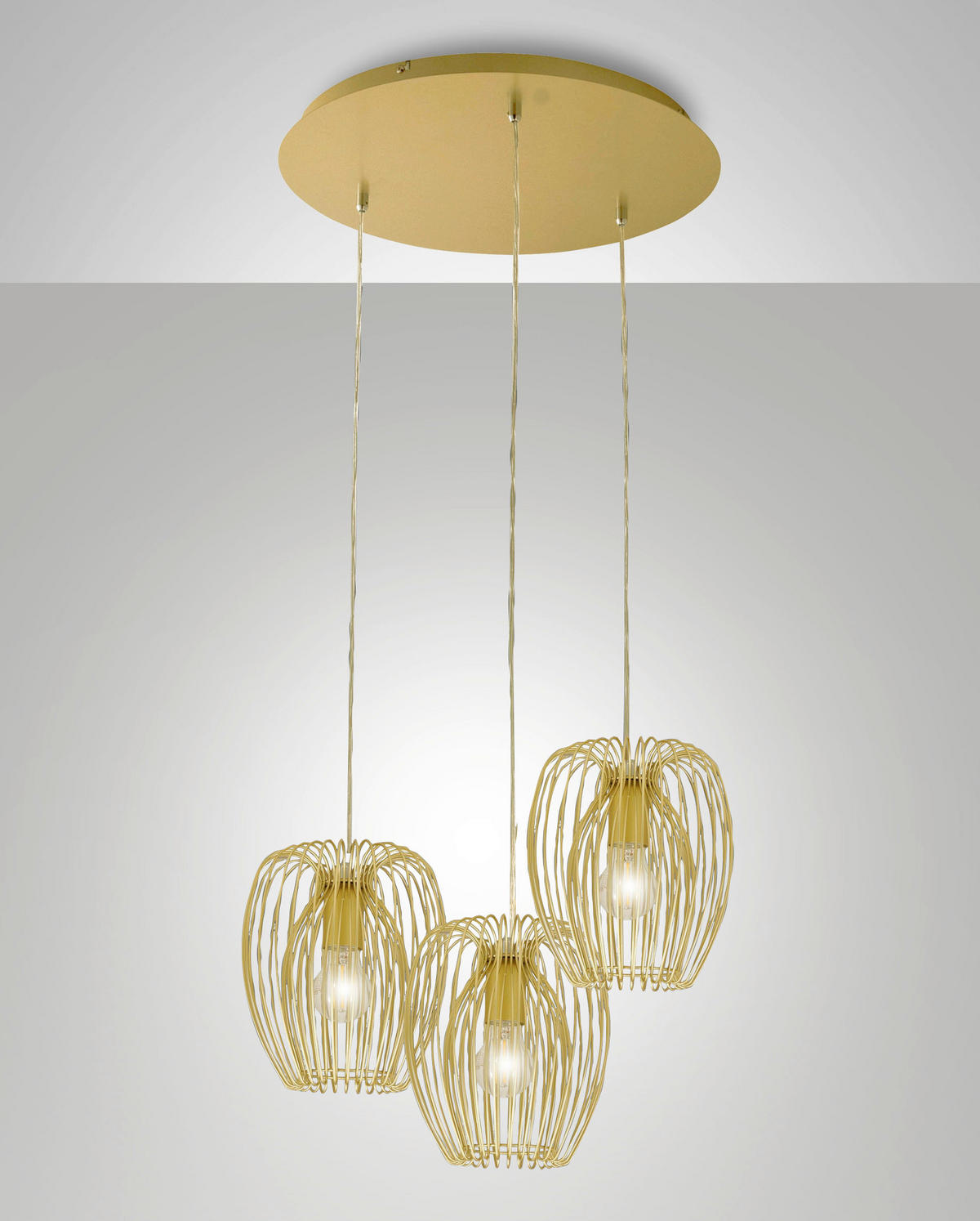 PENDELLEUCHTE Camp 50/200 cm  - Goldbraun, Design, Metall (50/200cm) - Fabas Luce