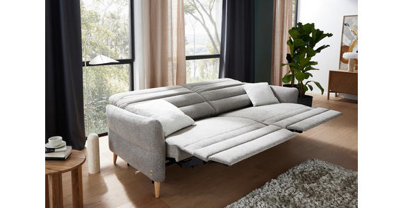 2-SITZER-SOFA Webstoff Greige  - Eiche Bianco/Greige, Design, Holz/Textil (192-220/85-106/112cm) - Dieter Knoll