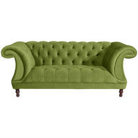 CHESTERFIELD-ZWEISITZER-SOFA  in Velours Olivgrün  - Nussbaumfarben/Olivgrün, Design, Holz/Textil (200/80/100cm) - Max Winzer