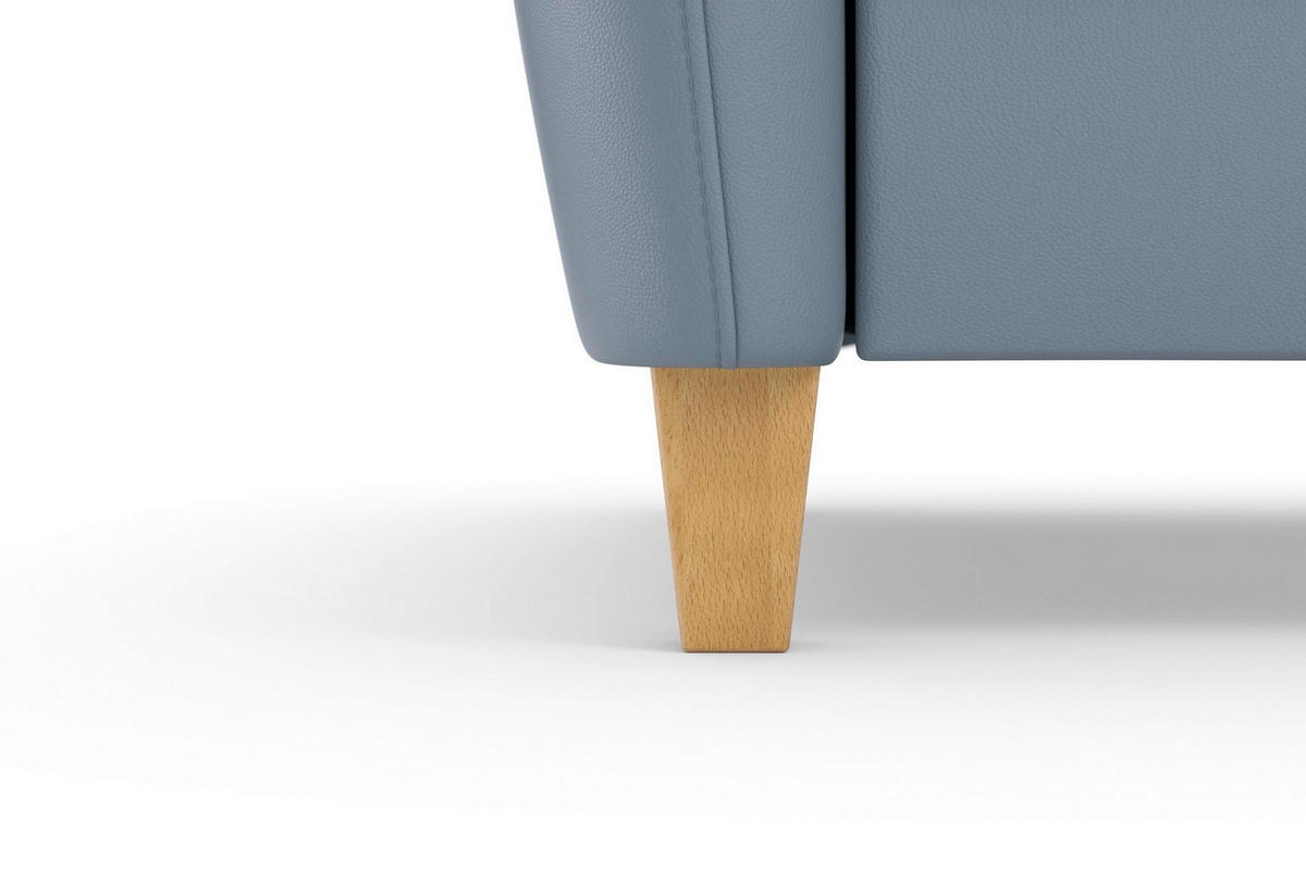 ROHOVÁ SEDAČKA, koža, sivomodrá - sivomodrá/farba duba, Basics, koža/drevo (244/163cm) - Sit & More