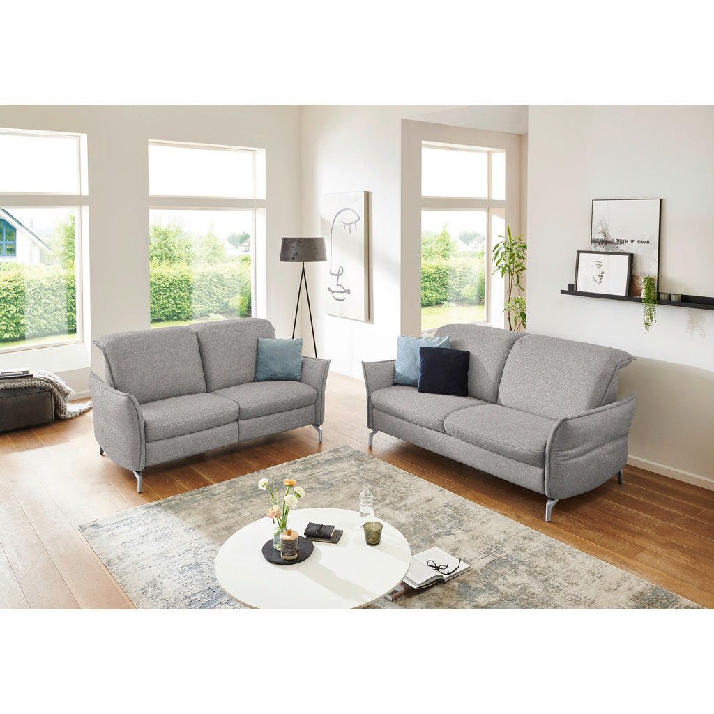 Thumbnail - Livetastic 2,5-Sitzer, Grau, Weiß, Textil, 185x89x109 cm, Made in EU, Hocker erhältlich, Armteil links, rechts, Wohnzimm...