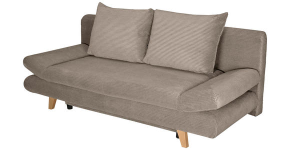 SCHLAFSOFA Cord Taupe  - Taupe/Buchefarben, KONVENTIONELL, Holz/Textil (200/75/85cm) - Carryhome