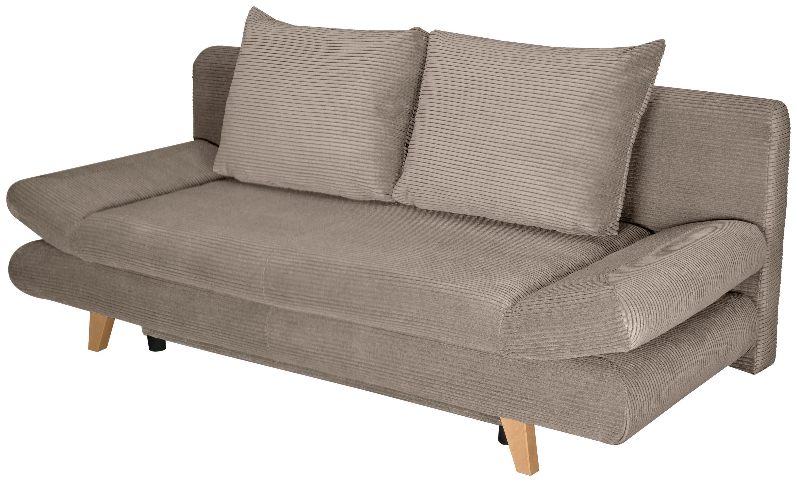 SCHLAFSOFA Cord Taupe  - Taupe/Buchefarben, KONVENTIONELL, Holz/Textil (200/75/85cm) - Carryhome