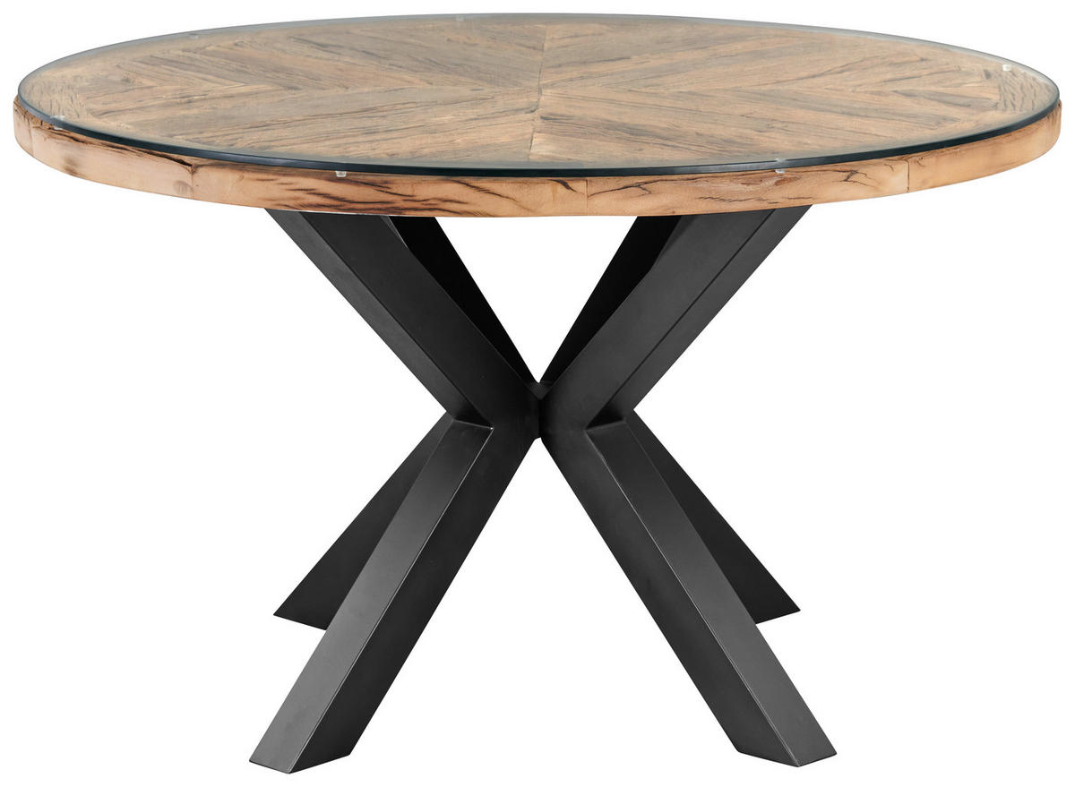 STOL ZA BLAGOVAONICU  prirodne boje, crna  drvo, metal, staklo      - prirodne boje/crna, Lifestyle, staklo/drvo (130/76/130cm) - Livetastic