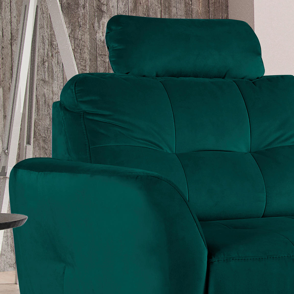 ECKSOFA Petrol Samt  - Buchefarben/Petrol, Design, Holz/Textil (238/168cm) - Livetastic