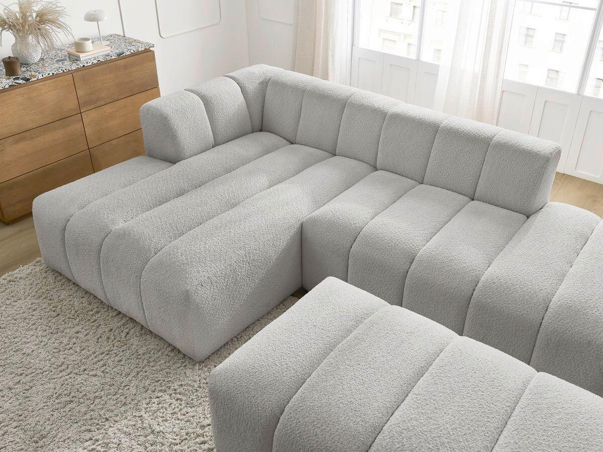 ECKSOFA  ANNECY Hellgrau Bouclé  - Hellgrau/Schwarz, MODERN, Kunststoff/Textil (170/262cm)