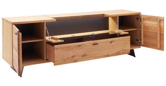 LOWBOARD Wildeiche  210/70/50 cm  - Wildeiche/Anthrazit, Natur, Glas/Holz (210/70/50cm) - Linea Natura