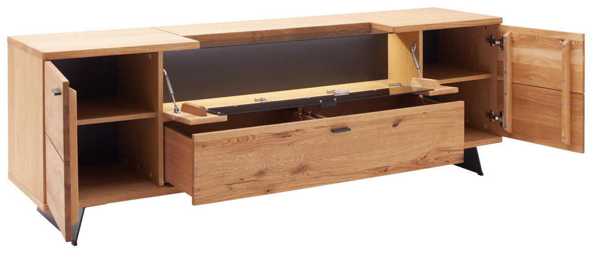 LOWBOARD Wildeiche  210/70/50 cm  - Wildeiche/Anthrazit, Natur, Glas/Holz (210/70/50cm) - Linea Natura