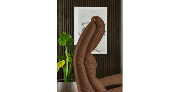 RELAXSESSEL in Leder Cognac  - Edelstahlfarben/Cognac, Design, Leder/Metall (76/119/86cm) - Dieter Knoll