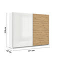 SCHWEBETÜRENSCHRANK  in Weiß, Eiche Artisan  - Alufarben/Weiß, KONVENTIONELL, Holzwerkstoff/Metall (271/210/62cm) - Xora
