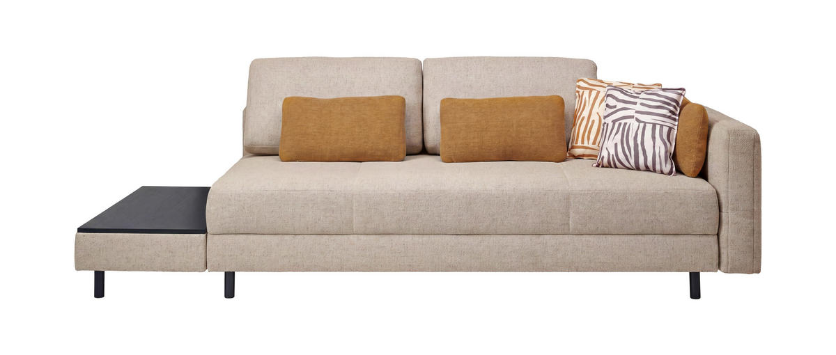 LIEGE Webstoff Creme  - Eiche dunkel/Creme, Design, Holz/Textil (210/84/130cm) - Joka