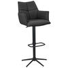 BARHOCKER Echtleder Schwarz Eisen Sitzfläche 360° drehbar  - Schwarz, Design, Leder/Metall (54/96-121/56cm) - Novel