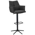 BARHOCKER Echtleder Schwarz Eisen Sitzfläche 360° drehbar  - Schwarz, Design, Leder/Metall (54/96-121/56cm) - Novel