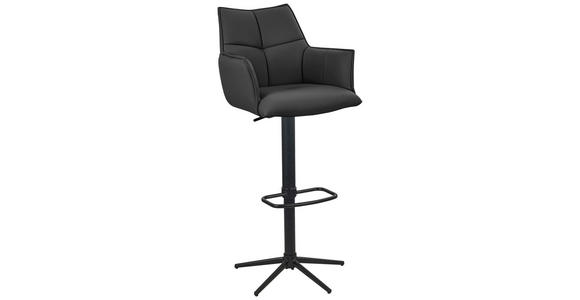 BARHOCKER Echtleder Schwarz Eisen Sitzfläche 360° drehbar - Schwarz, Design, Leder/Metall (54/96-121/56cm) - Novel