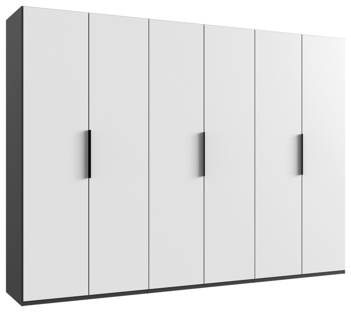 DREHTÜRENSCHRANK Graphitfarben, Weiss  - Weiss/Schwarz, Konventionell, Holzwerkstoff/Metall (300/236/58cm) - Hom`in