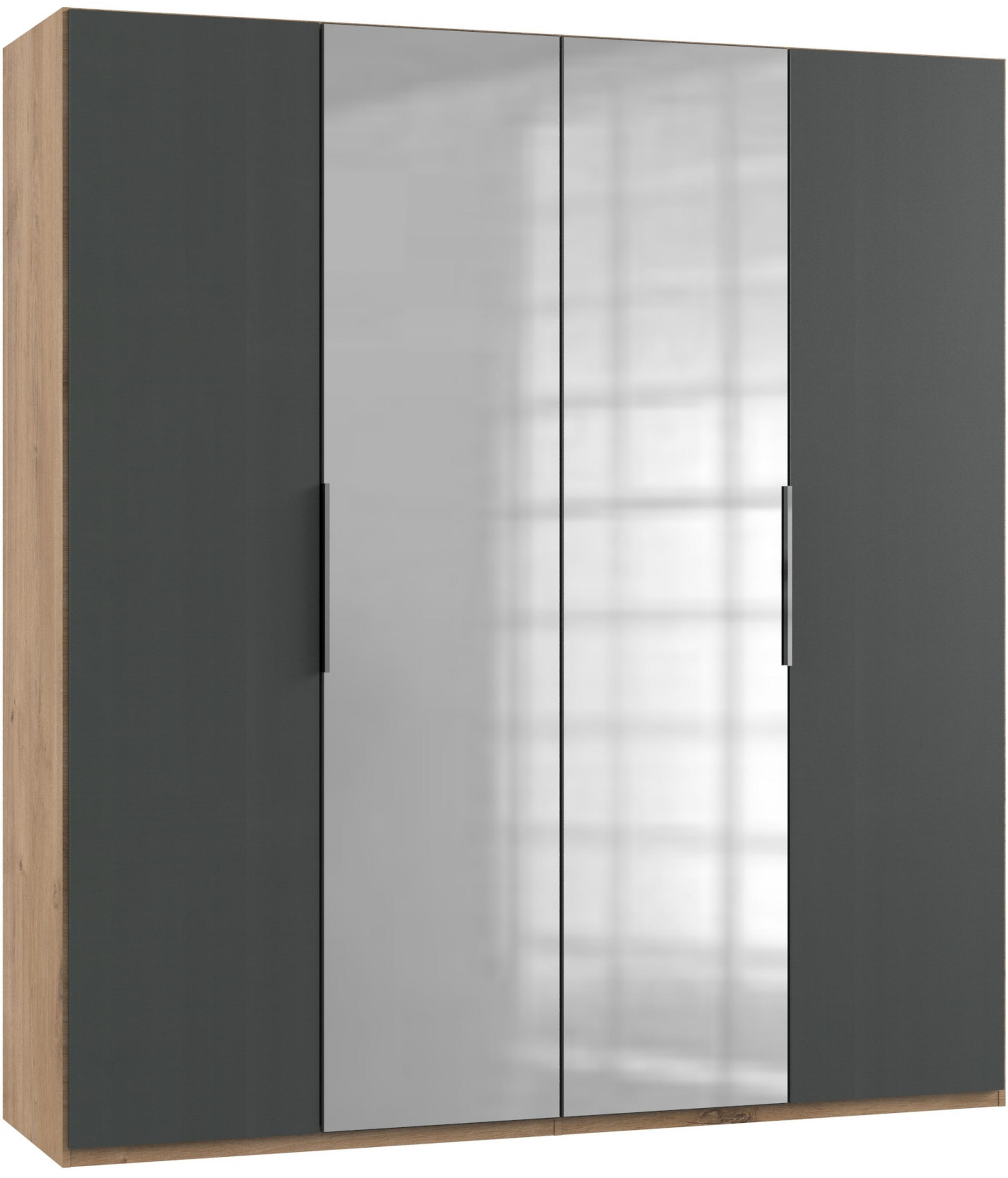 DREHTÜRENSCHRANK in Graphitfarben, Eichefarben  - Chromfarben/Eichefarben, Modern, Holzwerkstoff/Metall (200/216/58cm) - MID.YOU