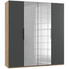 DREHTÜRENSCHRANK 200/216/58 cm 4-türig Eichefarben, Graphitfarben  - Chromfarben/Eichefarben, MODERN, Holzwerkstoff/Metall (200/216/58cm) - MID.YOU