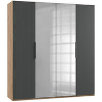DREHTÜRENSCHRANK in Graphitfarben, Eichefarben  - Chromfarben/Eichefarben, Modern, Holzwerkstoff/Metall (200/216/58cm) - MID.YOU