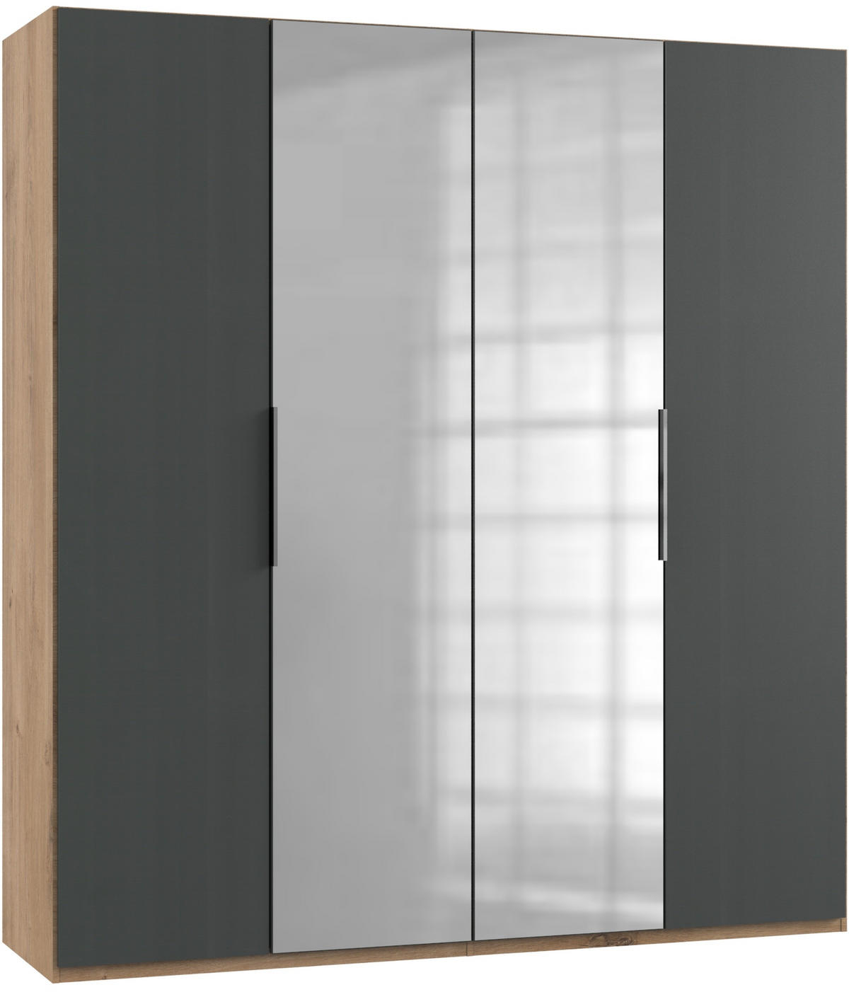 DREHTÜRENSCHRANK in Graphitfarben, Eichefarben  - Chromfarben/Eichefarben, Modern, Holzwerkstoff/Metall (200/216/58cm) - MID.YOU
