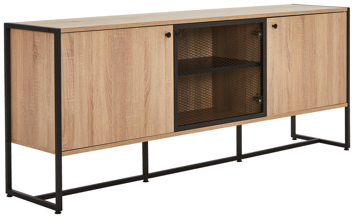 SIDEBOARD  in 180/75/41 cm  - Schwarz/Sonoma Eiche, MODERN, Holzwerkstoff/Metall (180/75/41cm) - Novel