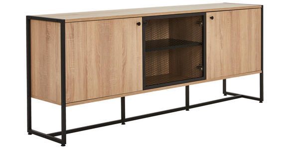 SIDEBOARD Schwarz, Sonoma Eiche  - Schwarz/Sonoma Eiche, MODERN, Holzwerkstoff/Metall (180/75/41cm) - Novel