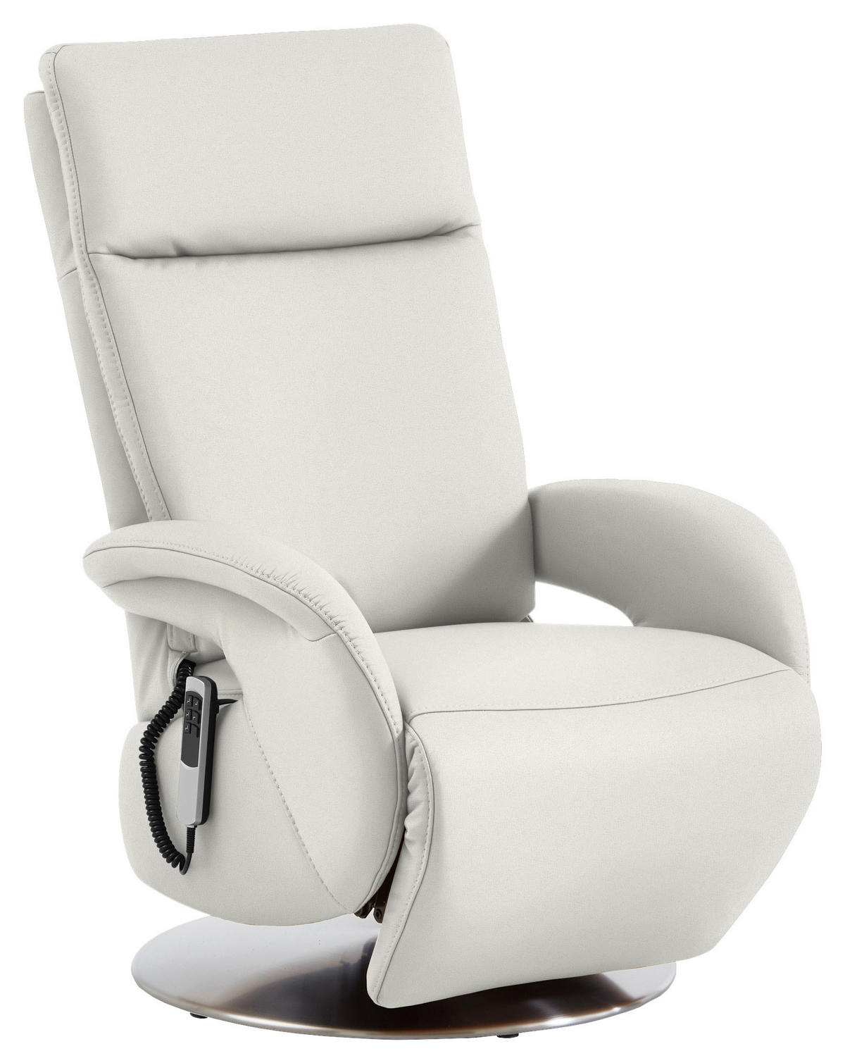 RELAXSESSEL in Leder Weiss  - Weiss/Edelstahlfarben, Design, Leder/Metall (70/108/80cm) - Cantus