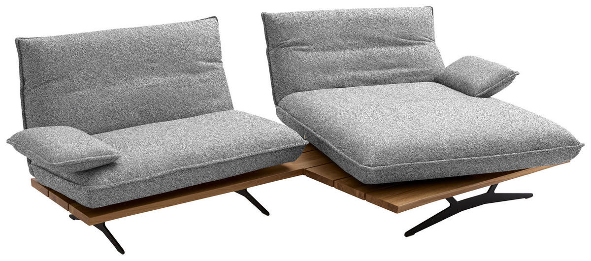 ECKSOFA  in Chenille, Flachgewebe Grau, Wildeiche  284/161 cm  - Wildeiche/Schwarz, Design, Holz/Textil (284/161cm) - Koinor