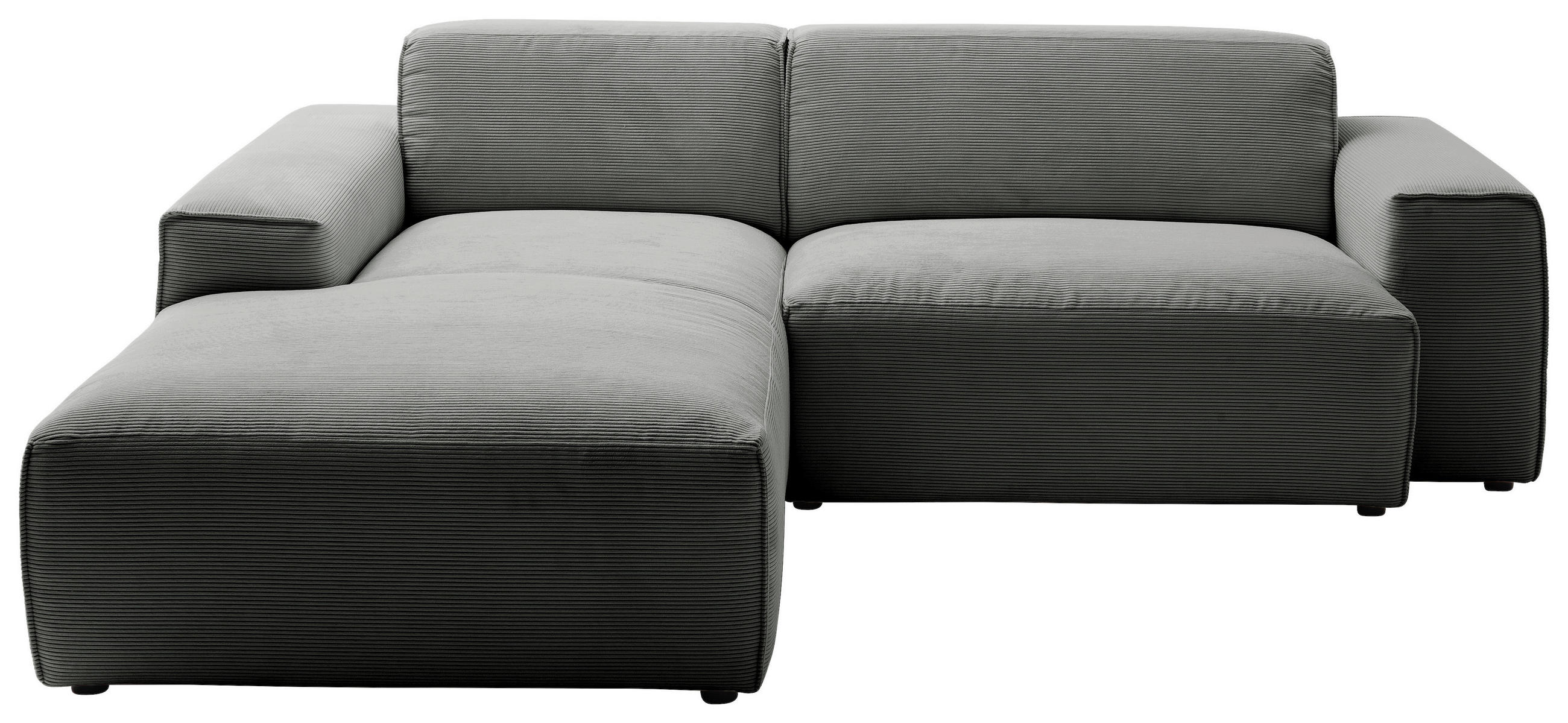 ECKSOFA Anthrazit Cord  - Anthrazit/Schwarz, Design, Kunststoff/Textil (189/230cm) - Pure Home Lifestyle